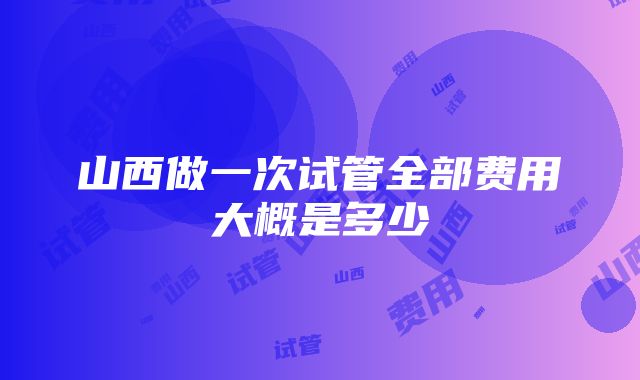 山西做一次试管全部费用大概是多少