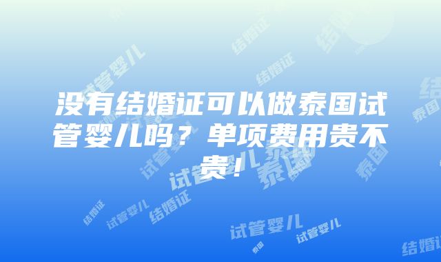 没有结婚证可以做泰国试管婴儿吗？单项费用贵不贵！