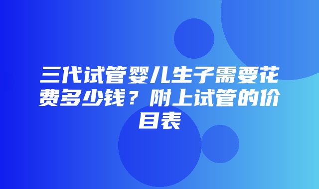 三代试管婴儿生子需要花费多少钱？附上试管的价目表