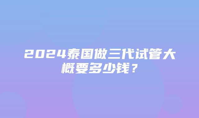 2024泰国做三代试管大概要多少钱？