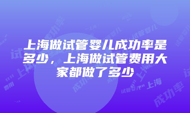 上海做试管婴儿成功率是多少，上海做试管费用大家都做了多少