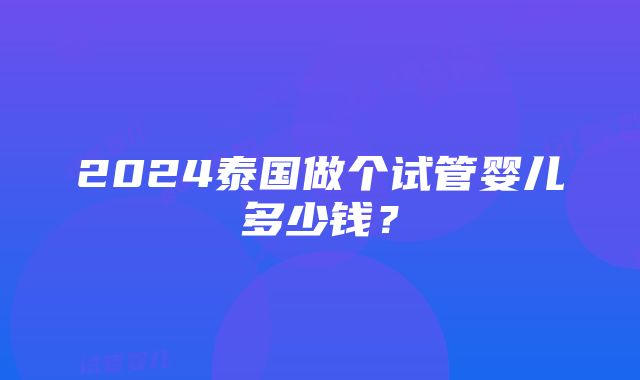 2024泰国做个试管婴儿多少钱？