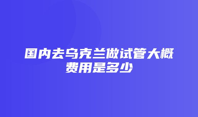 国内去乌克兰做试管大概费用是多少