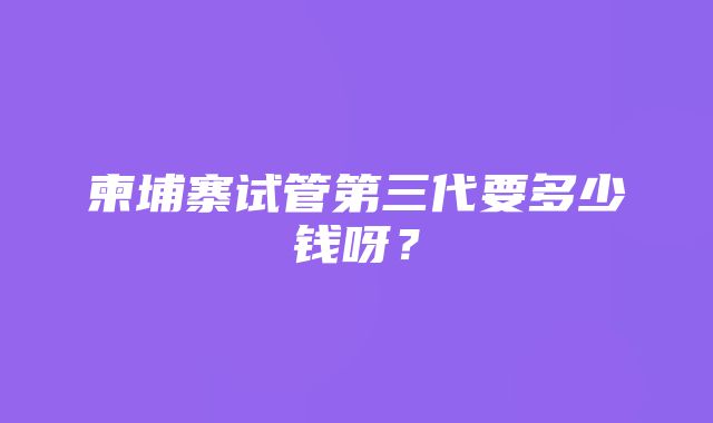 柬埔寨试管第三代要多少钱呀？