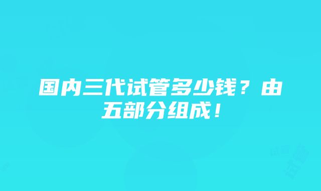 国内三代试管多少钱？由五部分组成！