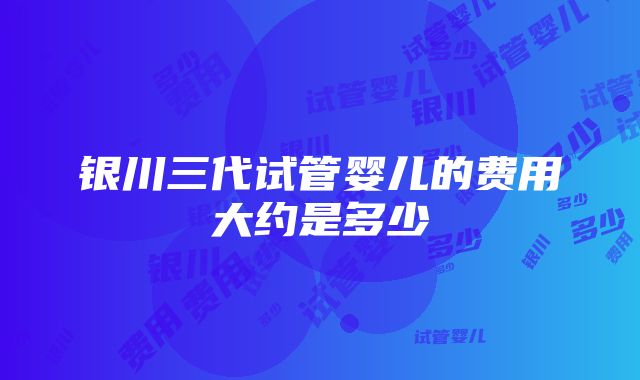 银川三代试管婴儿的费用大约是多少