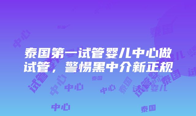 泰国第一试管婴儿中心做试管，警惕黑中介新正规