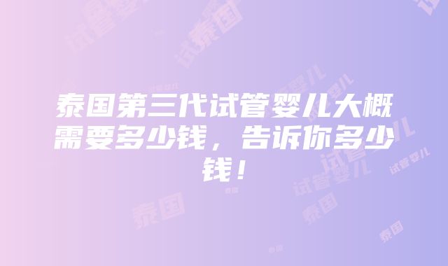 泰国第三代试管婴儿大概需要多少钱，告诉你多少钱！