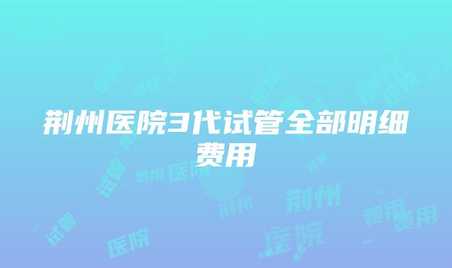 荆州医院3代试管全部明细费用