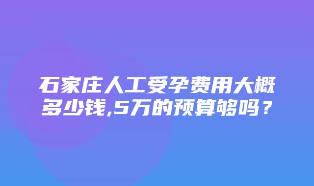 石家庄人工受孕费用大概多少钱,5万的预算够吗？