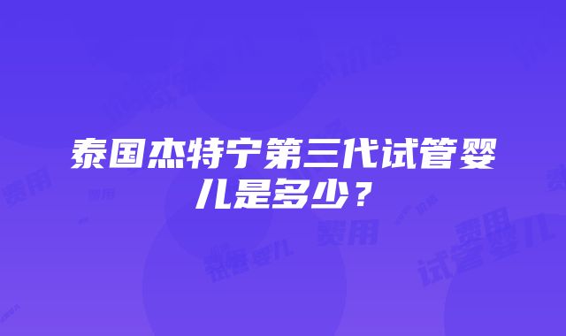 泰国杰特宁第三代试管婴儿是多少？