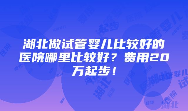 湖北做试管婴儿比较好的医院哪里比较好？费用20万起步！