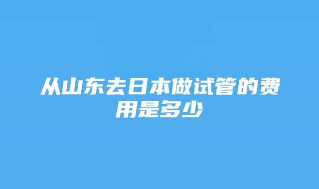 从山东去日本做试管的费用是多少