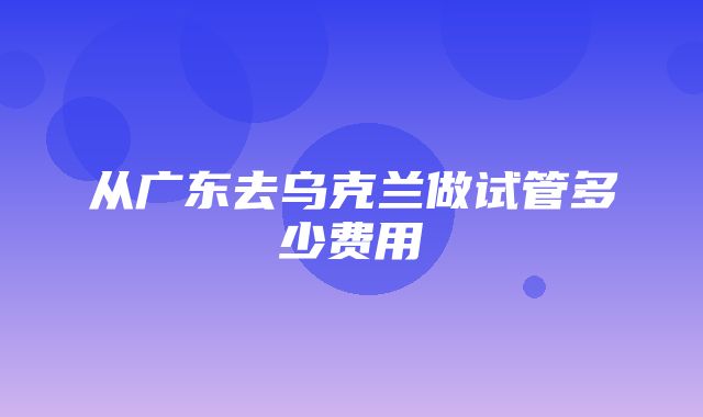 从广东去乌克兰做试管多少费用