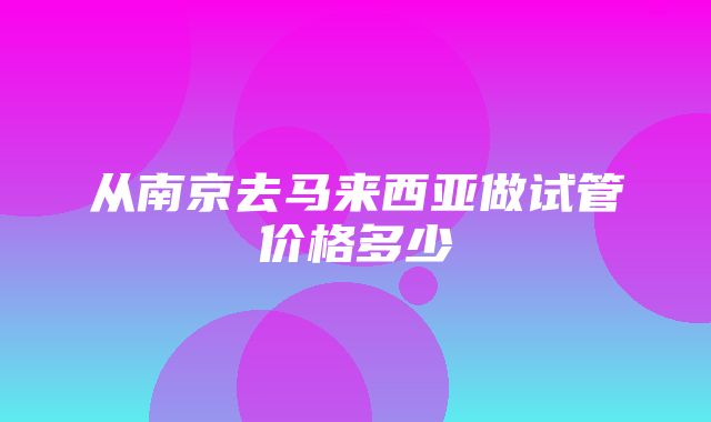 从南京去马来西亚做试管价格多少