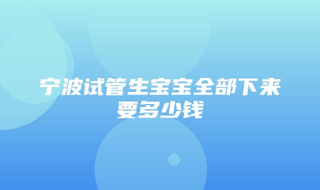 宁波试管生宝宝全部下来要多少钱