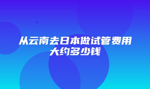 从云南去日本做试管费用大约多少钱