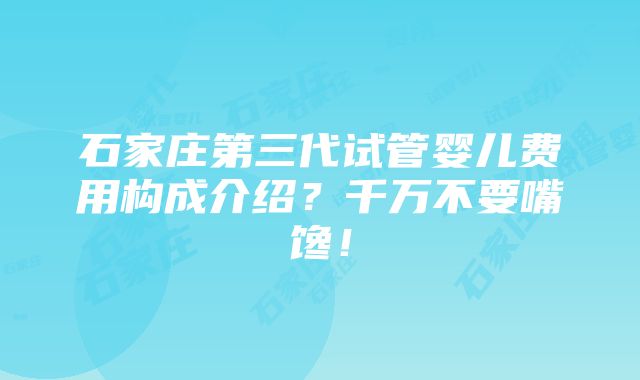 石家庄第三代试管婴儿费用构成介绍？千万不要嘴馋！