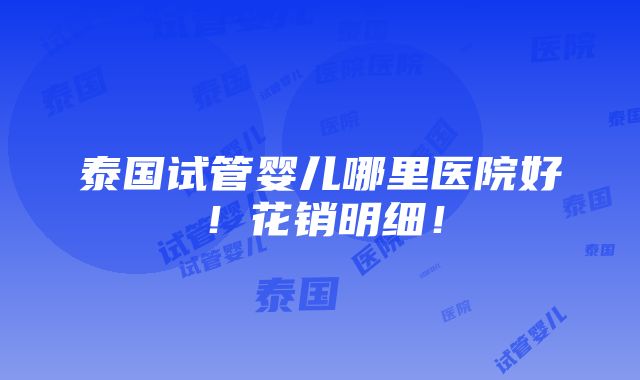 泰国试管婴儿哪里医院好！花销明细！