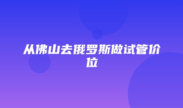 从佛山去俄罗斯做试管价位