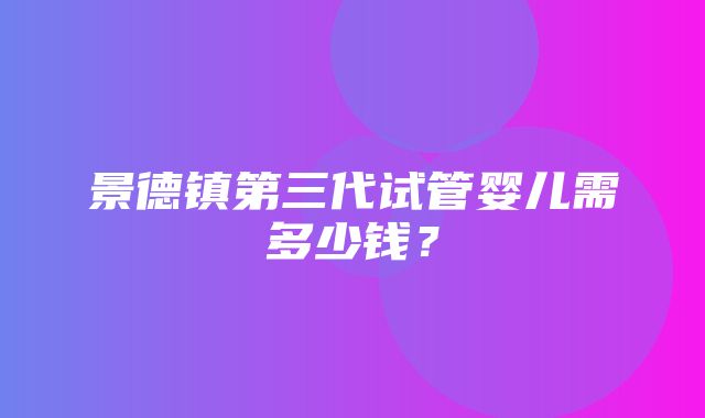 景德镇第三代试管婴儿需多少钱？