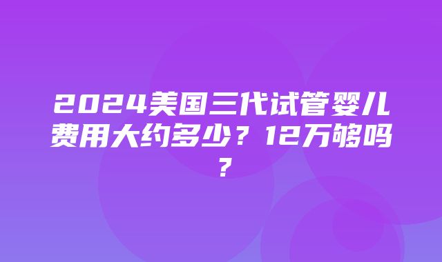 2024美国三代试管婴儿费用大约多少？12万够吗？