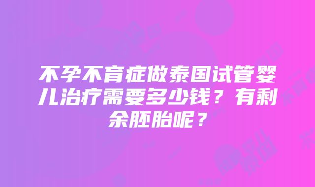 不孕不育症做泰国试管婴儿治疗需要多少钱？有剩余胚胎呢？