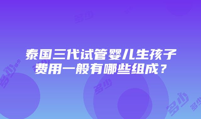 泰国三代试管婴儿生孩子费用一般有哪些组成？