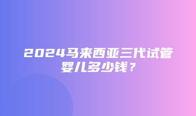 2024马来西亚三代试管婴儿多少钱？