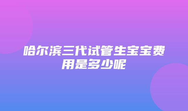 哈尔滨三代试管生宝宝费用是多少呢