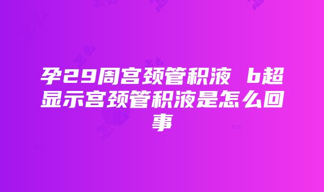 孕29周宫颈管积液 b超显示宫颈管积液是怎么回事