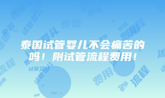 泰国试管婴儿不会痛苦的吗！附试管流程费用！