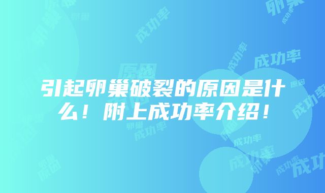 引起卵巢破裂的原因是什么！附上成功率介绍！