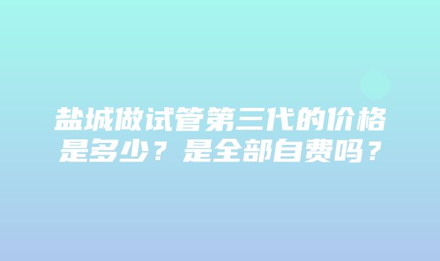 盐城做试管第三代的价格是多少？是全部自费吗？