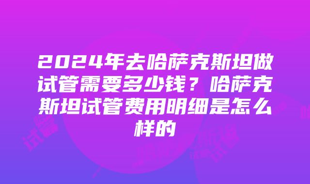 2024年去哈萨克斯坦做试管需要多少钱？哈萨克斯坦试管费用明细是怎么样的