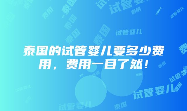 泰国的试管婴儿要多少费用，费用一目了然！