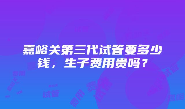 嘉峪关第三代试管要多少钱，生子费用贵吗？