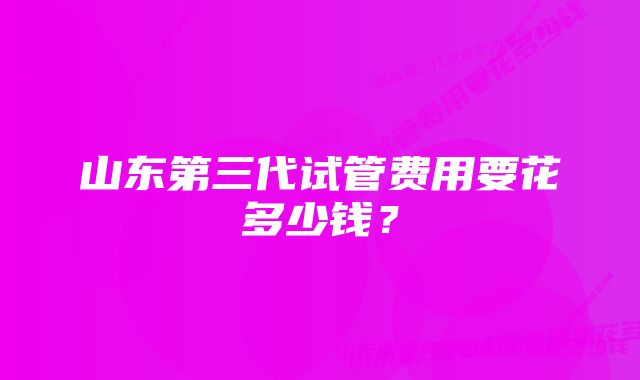 山东第三代试管费用要花多少钱？