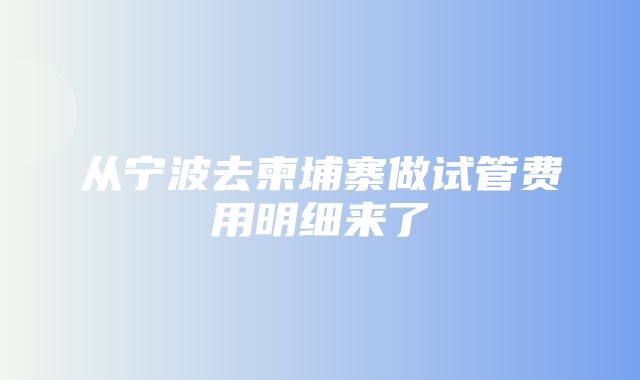 从宁波去柬埔寨做试管费用明细来了