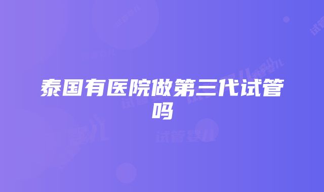 泰国有医院做第三代试管吗