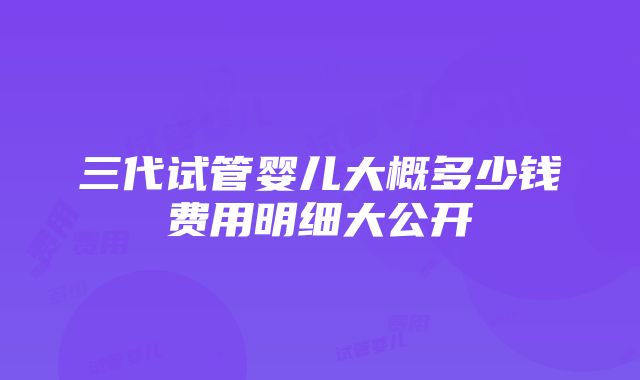 三代试管婴儿大概多少钱费用明细大公开