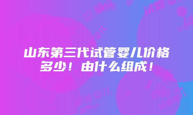 山东第三代试管婴儿价格多少！由什么组成！