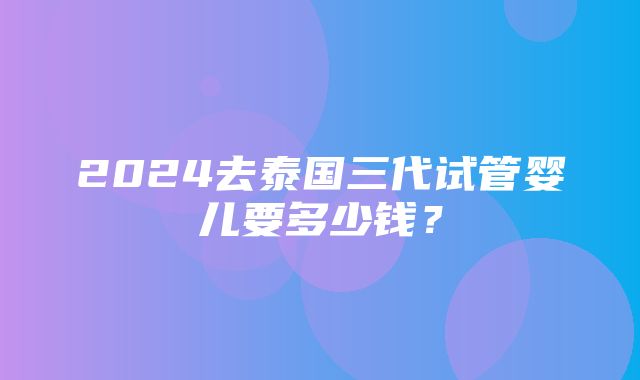 2024去泰国三代试管婴儿要多少钱？