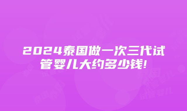 2024泰国做一次三代试管婴儿大约多少钱!