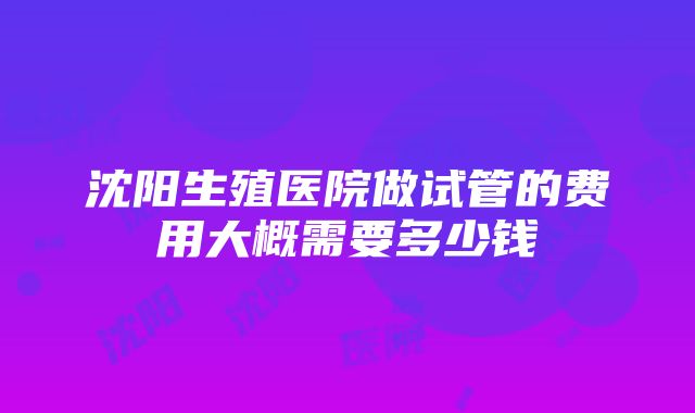 沈阳生殖医院做试管的费用大概需要多少钱