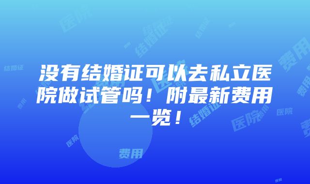 没有结婚证可以去私立医院做试管吗！附最新费用一览！