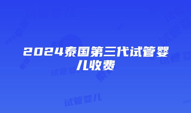 2024泰国第三代试管婴儿收费