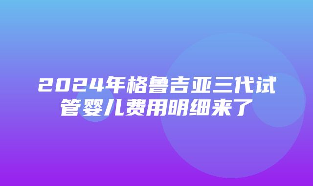 2024年格鲁吉亚三代试管婴儿费用明细来了