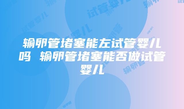 输卵管堵塞能左试管婴儿吗 输卵管堵塞能否做试管婴儿