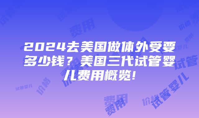 2024去美国做体外受要多少钱？美国三代试管婴儿费用概览!